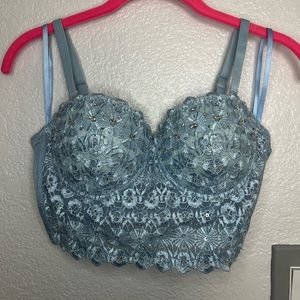Beaded Rhinestoned Crop Bustier